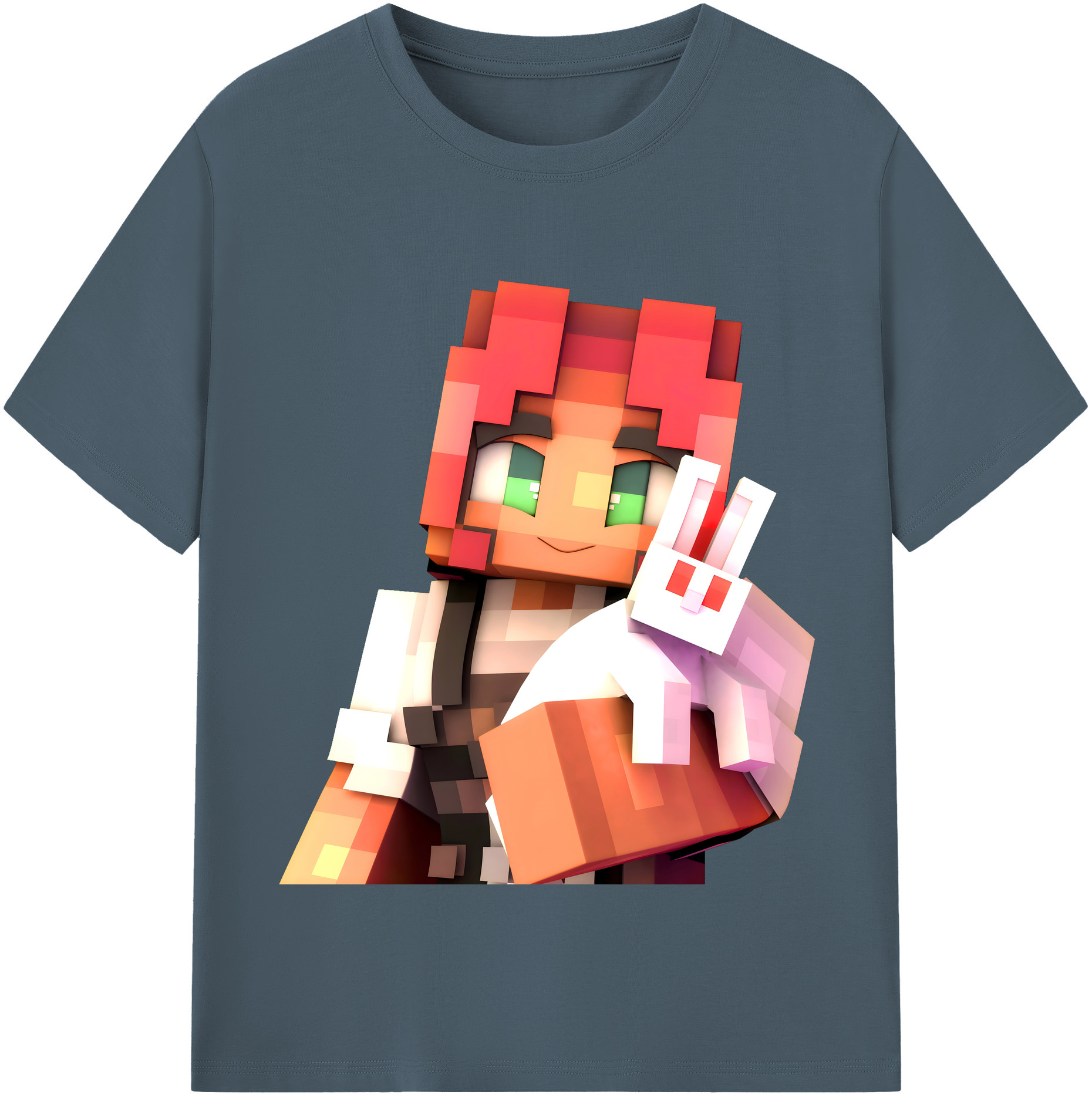 （画像用） マインクラフト ブロックの世界 Minecraft MC Block world 綿100％半袖Tシャツ（フロントプリント）